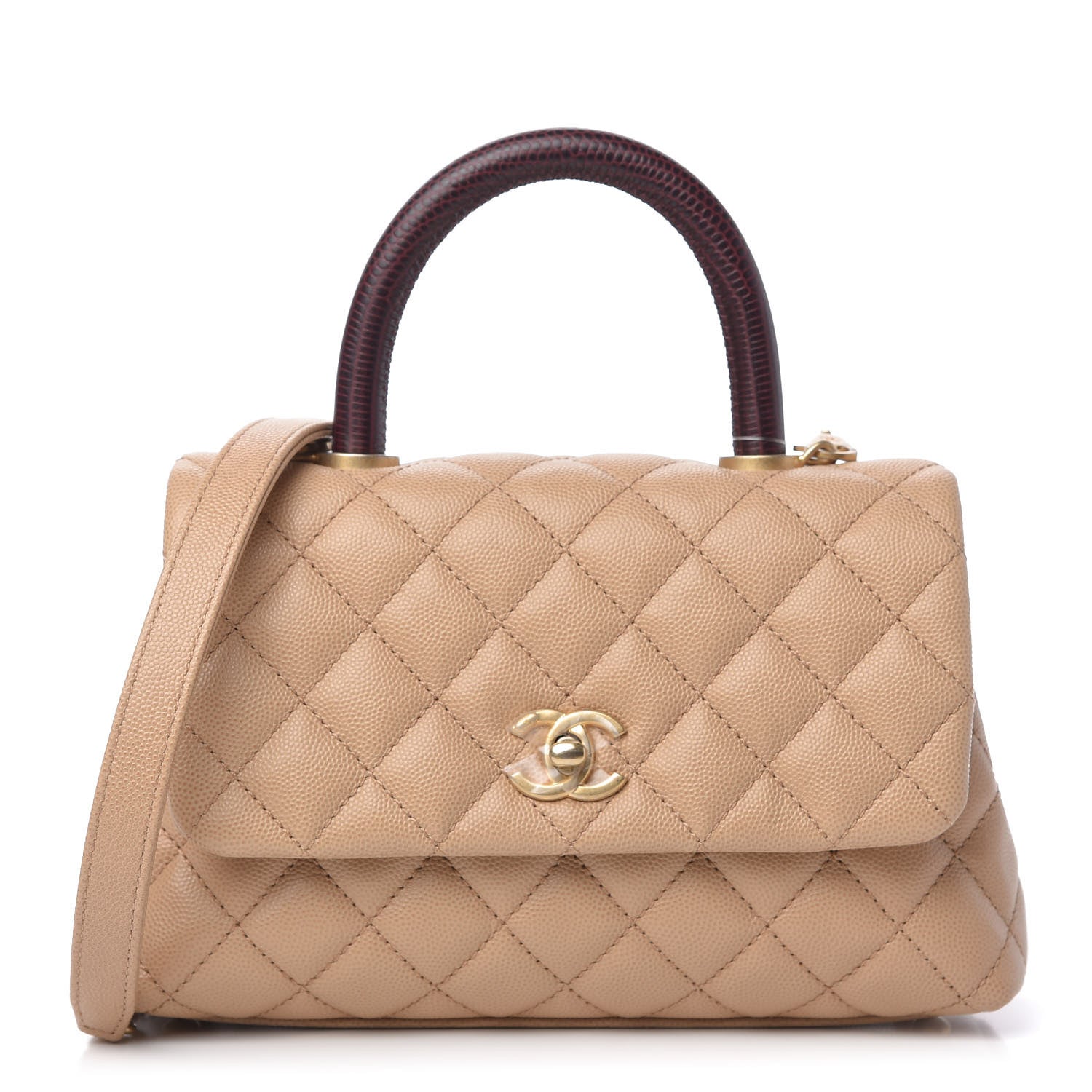 Chanel Caviar Lizard Embossed Quilted Mini Coco Handle Flap Beige 1 of 11