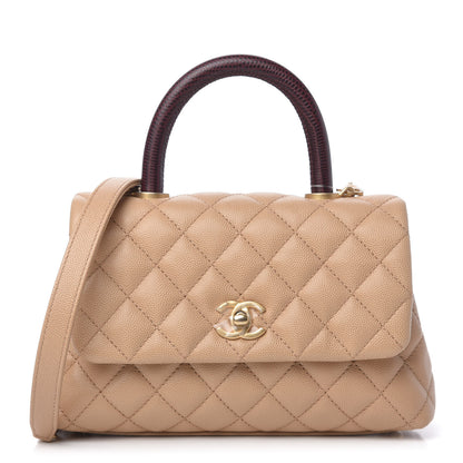 Chanel Caviar Lizard Embossed Quilted Mini Coco Handle Flap Beige 1 of 11