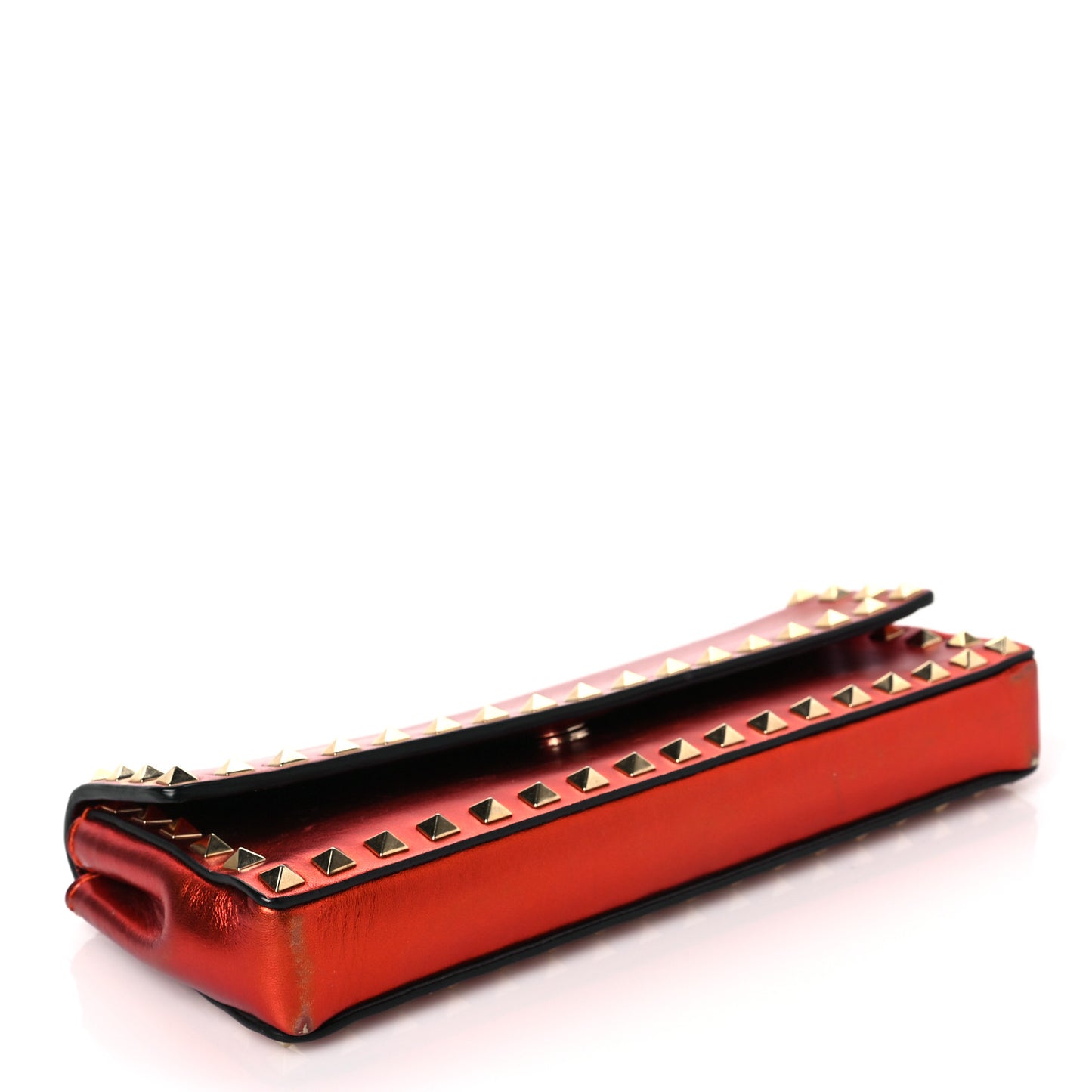 Metallic Nappa Rockstud Bangle Clutch Red