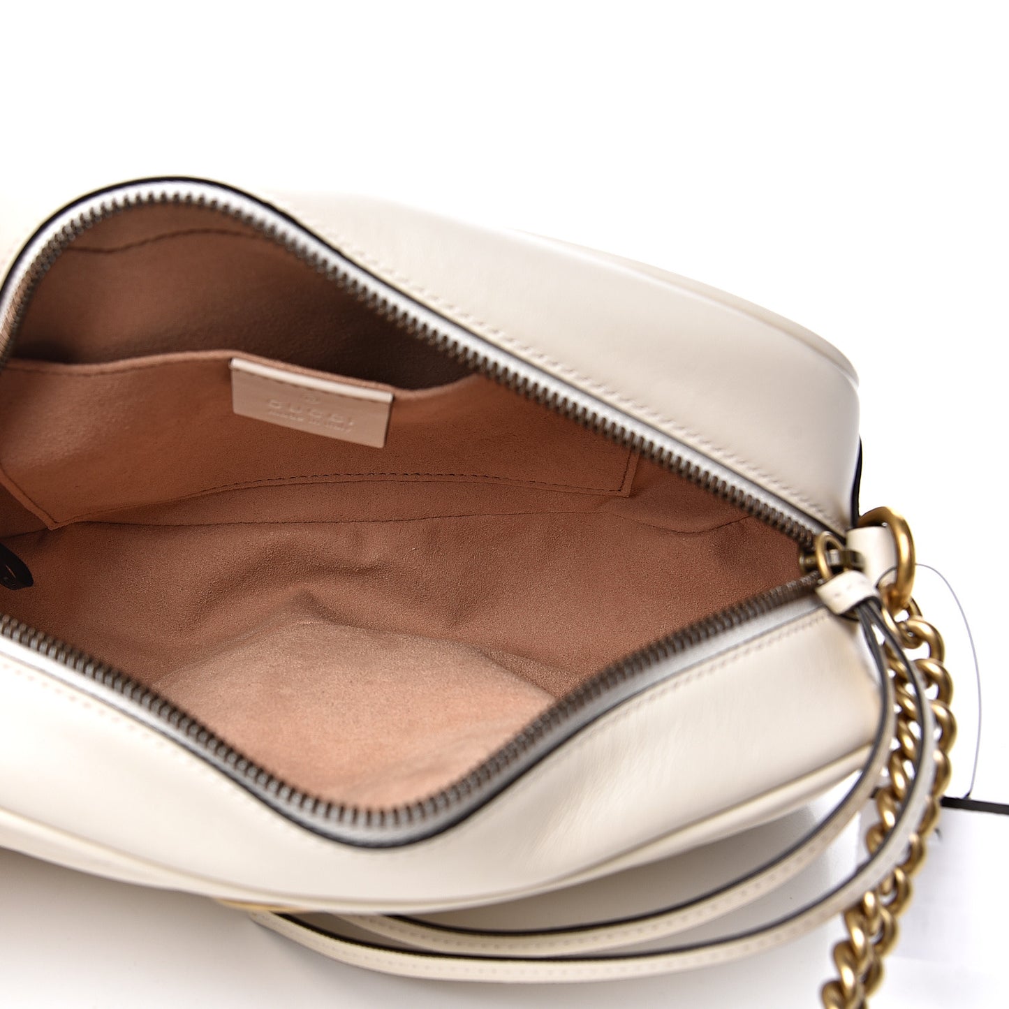 Calfskin Matelasse Small GG Marmont Chain Shoulder Bag White