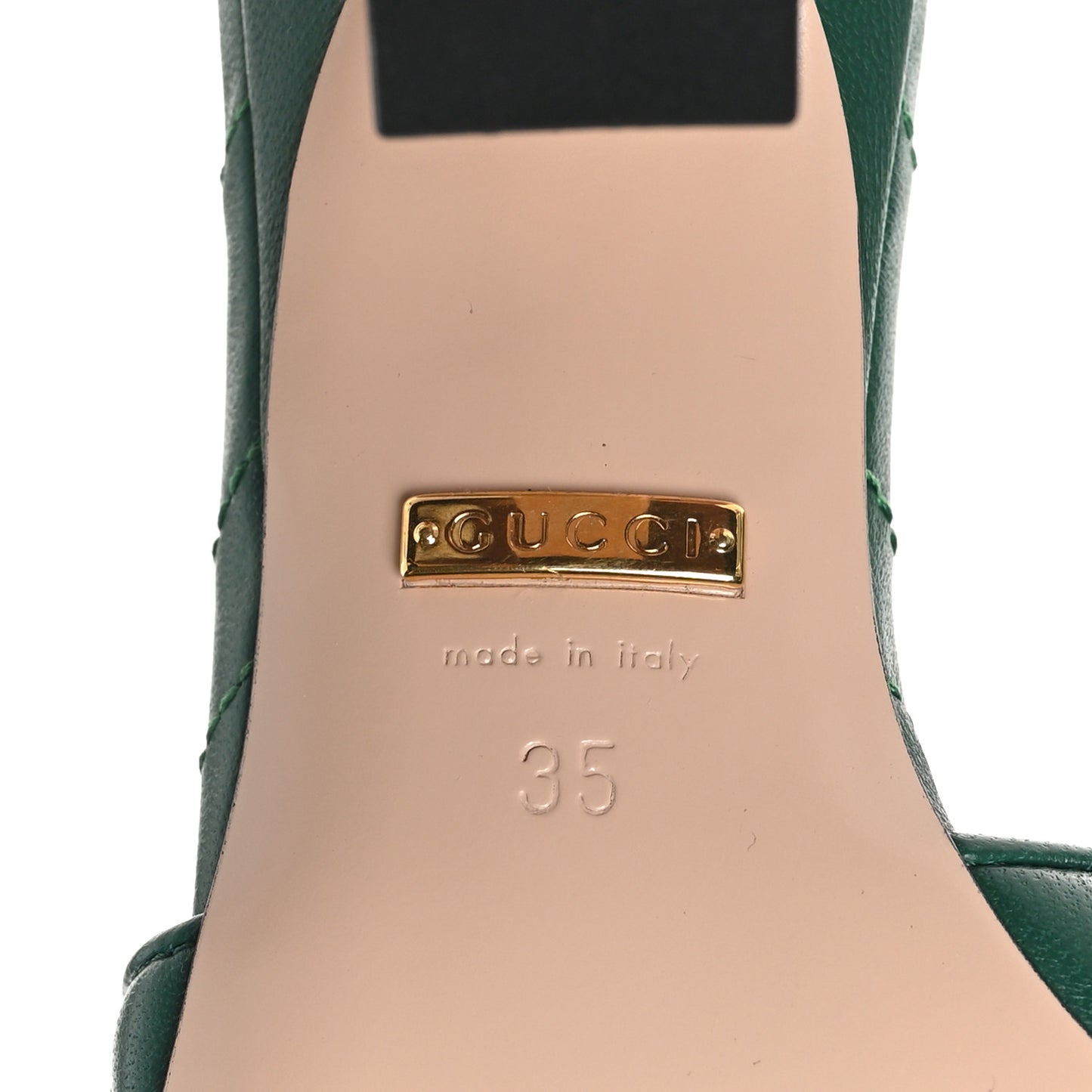 Nappa Matelasse GG Marmont 75mm Slide Sandals 35 Emerald