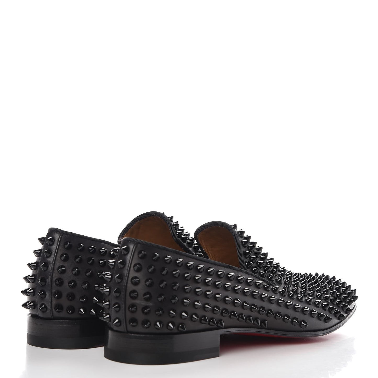 Mens Calfskin Dandelion Spikes Flat Loafers 41.5 Black