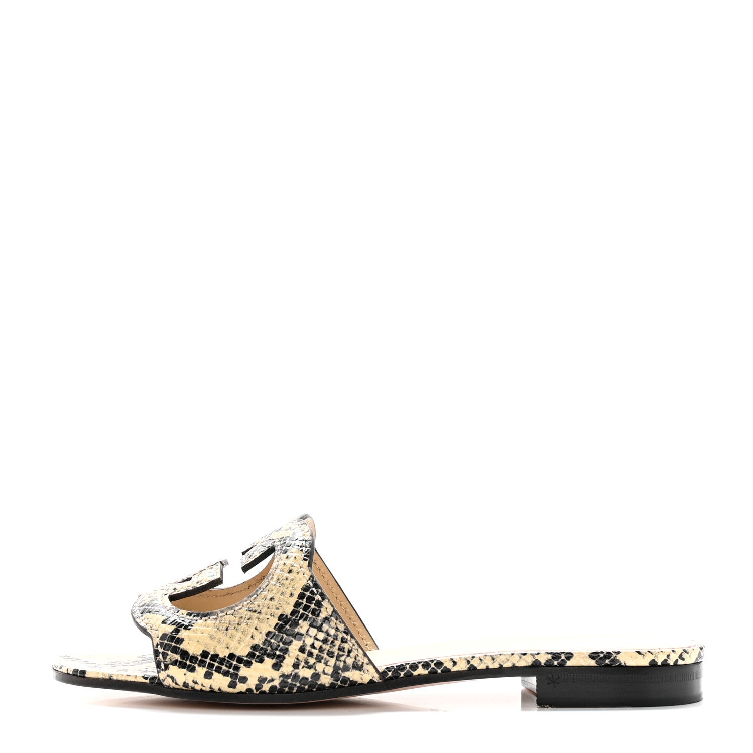 Gucci Calfskin Python Print Interlocking G Cut Out Slide Sandals 36.5 Beige Avana 1 of 12