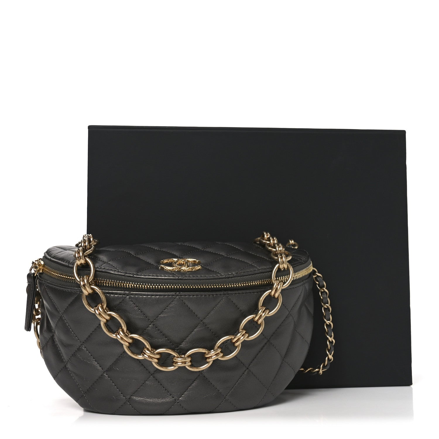 Chanel Metallic Calfskin Pearl Quilted CC Belt Bag Ruthenium 11 of 11
