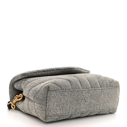 Saint Laurent Denim Y Quilted Monogram Toy Loulou Crossbody Bag Grey 4 of 10