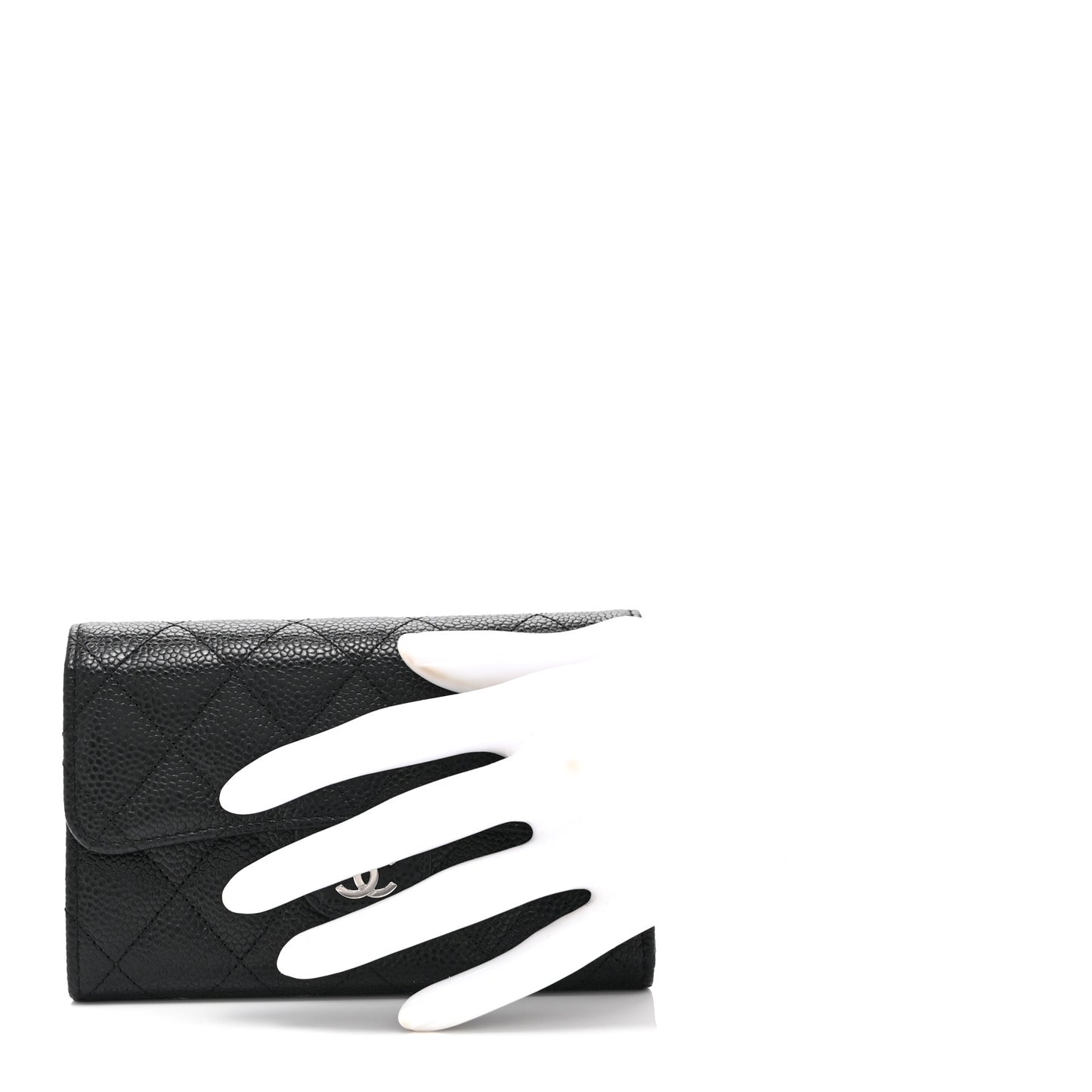 Caviar Quilted Medium Flap Wallet Black