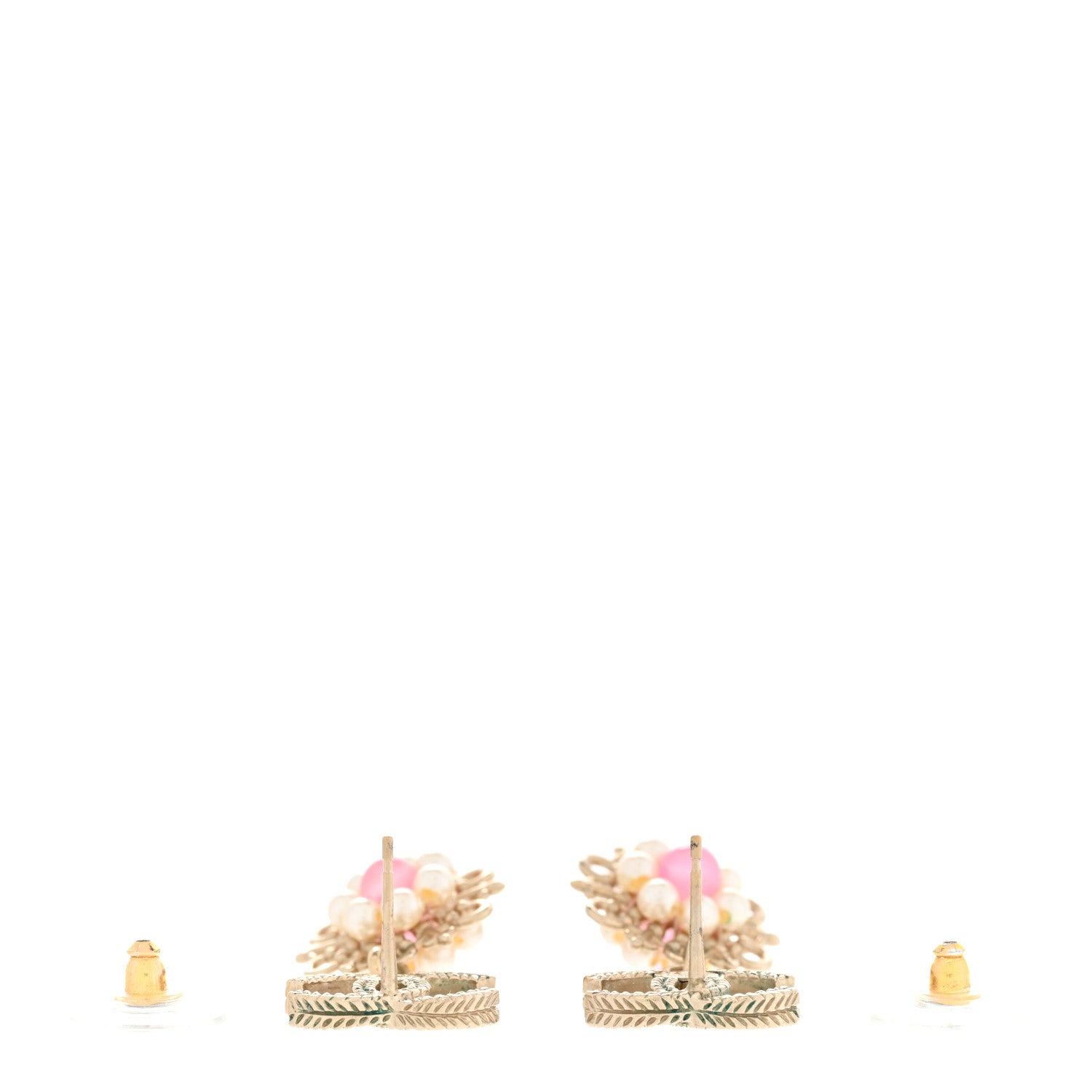 Chanel Pearl Resin CC Flower Drop Earrings 3 of 8