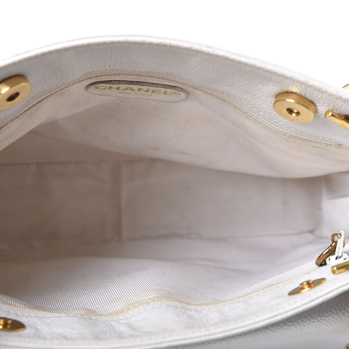 Caviar Flap Shoulder Bag White