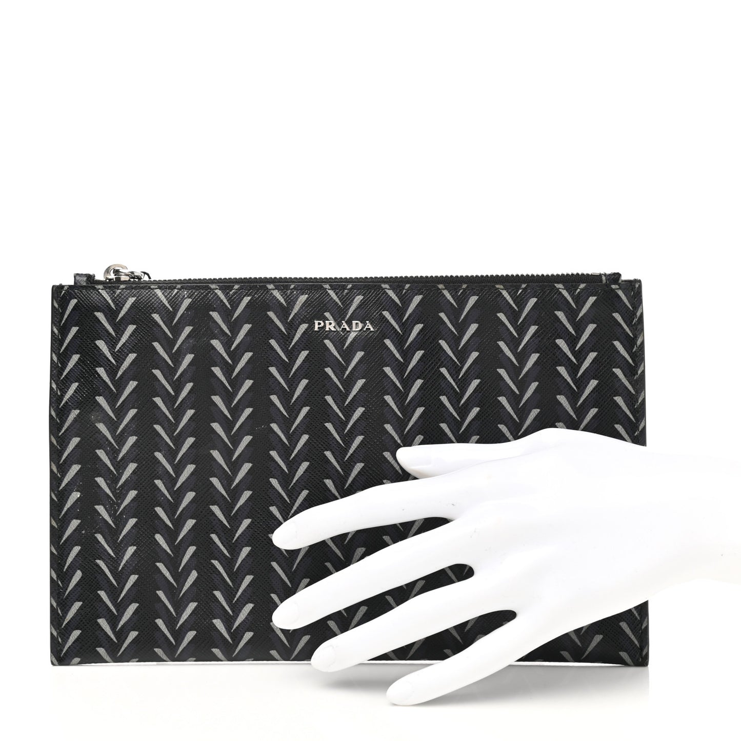 Saffiano Flat Pouch Black Grey