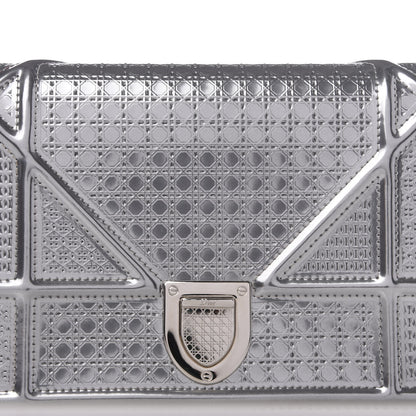 Christian Dior Metallic Patent Micro-Cannage Diorama Wallet on Chain Pouch Silver 8 of 9