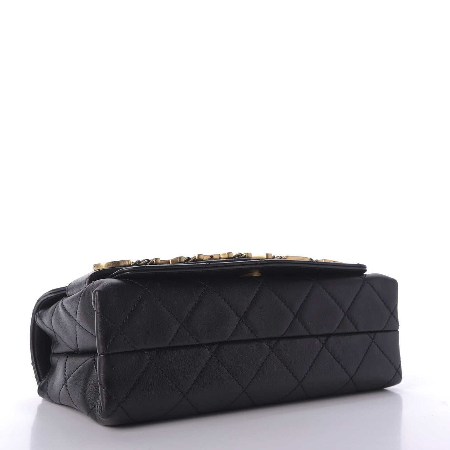 Calfskin Quilted Enchained Flap Black