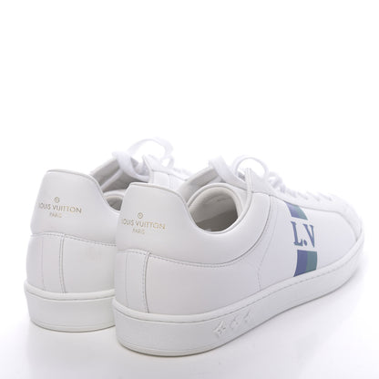 Louis Vuitton Calfskin Luxembourg Sneakers 7.5 White Bleu 4 of 8