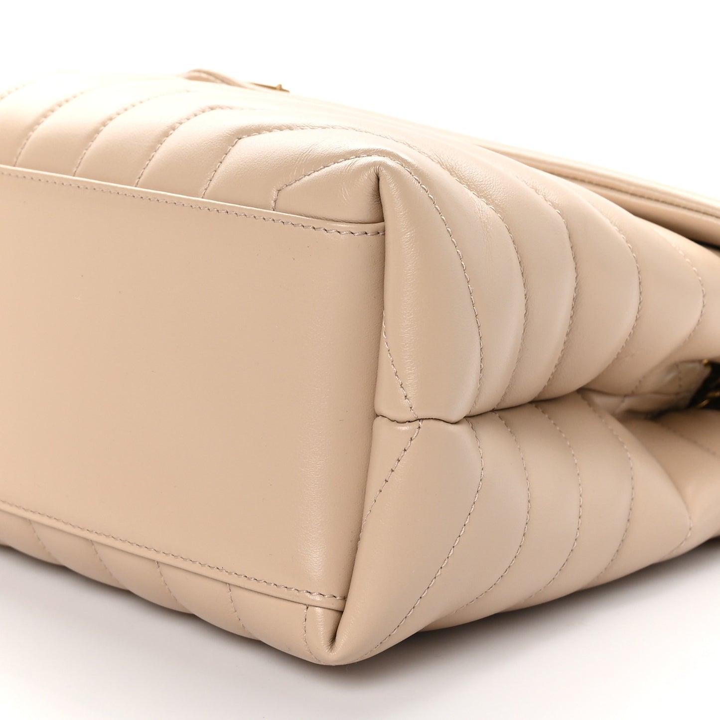 Calfskin Y Quilted Monogram Medium Loulou Chain Satchel Nude Powder