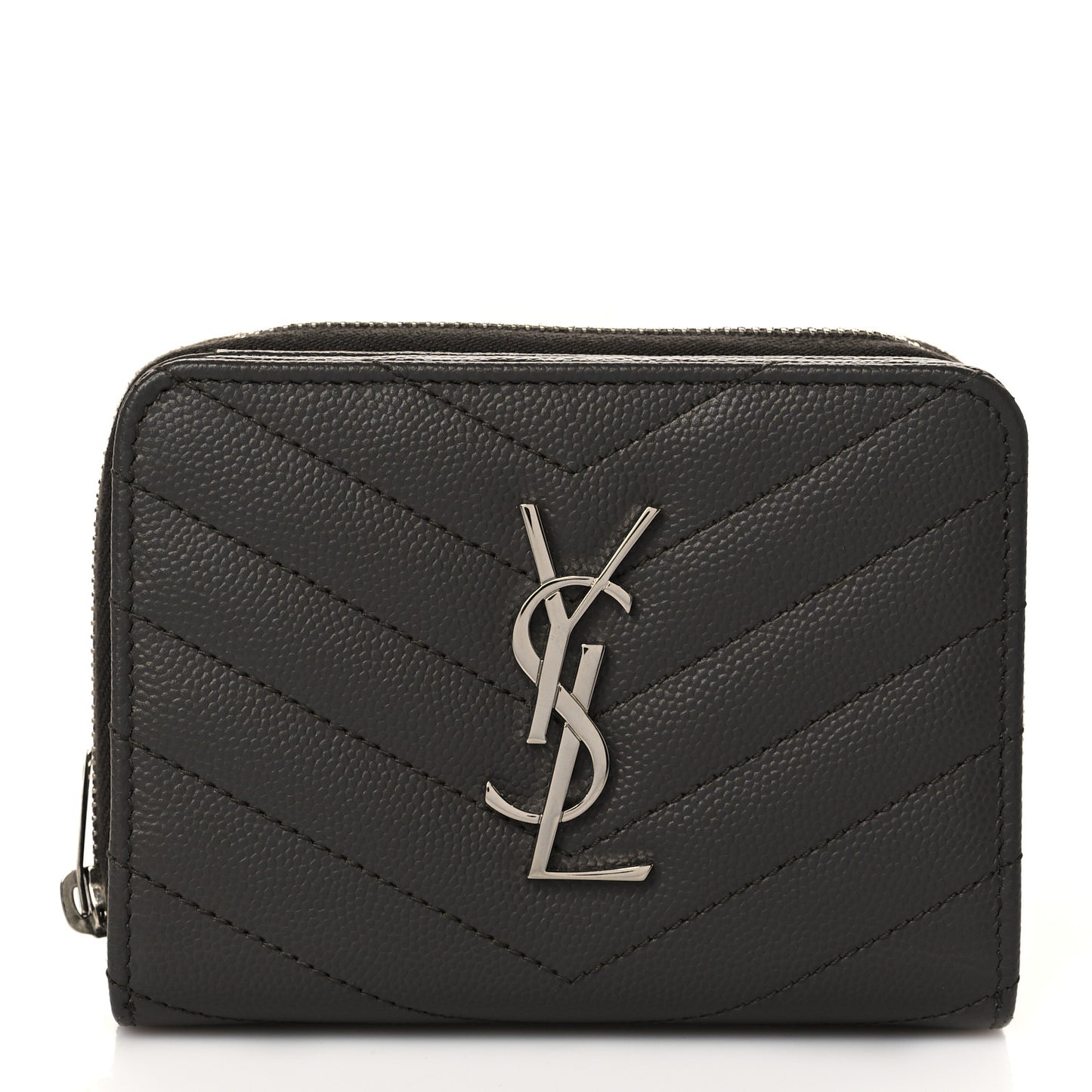 Grain De Poudre Matelasse Chevron Monogram Compact Zip Around Wallet Earth