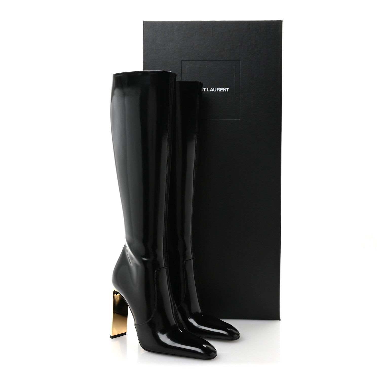 Saint Laurent Glazed Calfskin Auteuil 105mm Zip Boots 38 Black 9 of 9