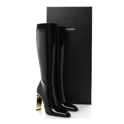 Saint Laurent Glazed Calfskin Auteuil 105mm Zip Boots 38 Black 9 of 9