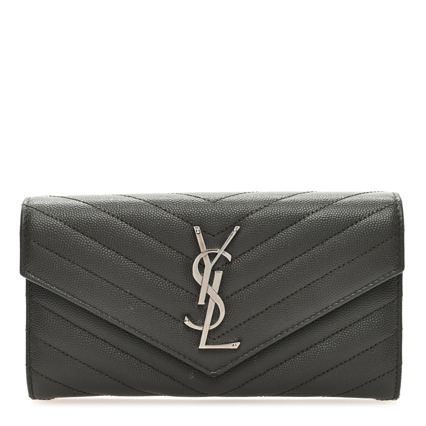 Grain De Poudre Matelasse Chevron Monogram Flap Wallet Fog