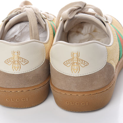Gucci Calfskin Suede Web Mens G74 Sneakers 5 Oatmeal Burro New Mystic White 5 of 14