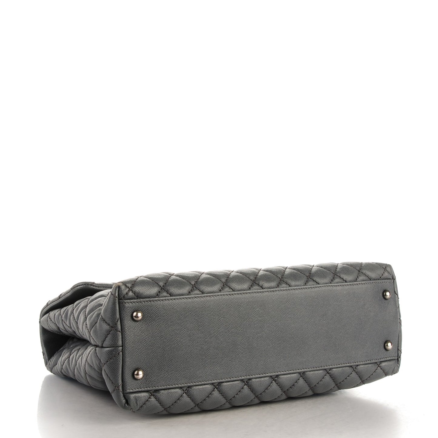 Caviar Lizard Quilted Large Coco Handle Flap Grey