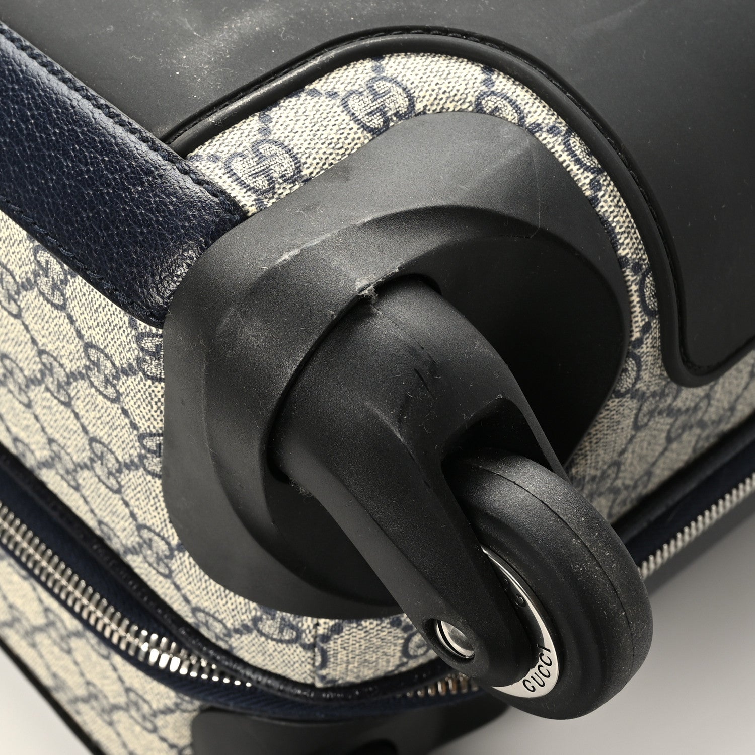 Gucci GG Supreme Monogram Textured Dollar Calfskin Web Small Savoy Cabin Trolley Beige Blue 8 of 9