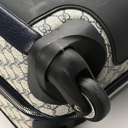 Gucci GG Supreme Monogram Textured Dollar Calfskin Web Small Savoy Cabin Trolley Beige Blue 8 of 9
