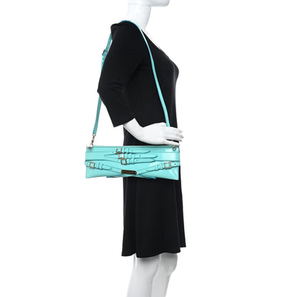 Burberry Patent Bridle Calfskin Parmoor Clutch Bag Turquoise 2 of 11