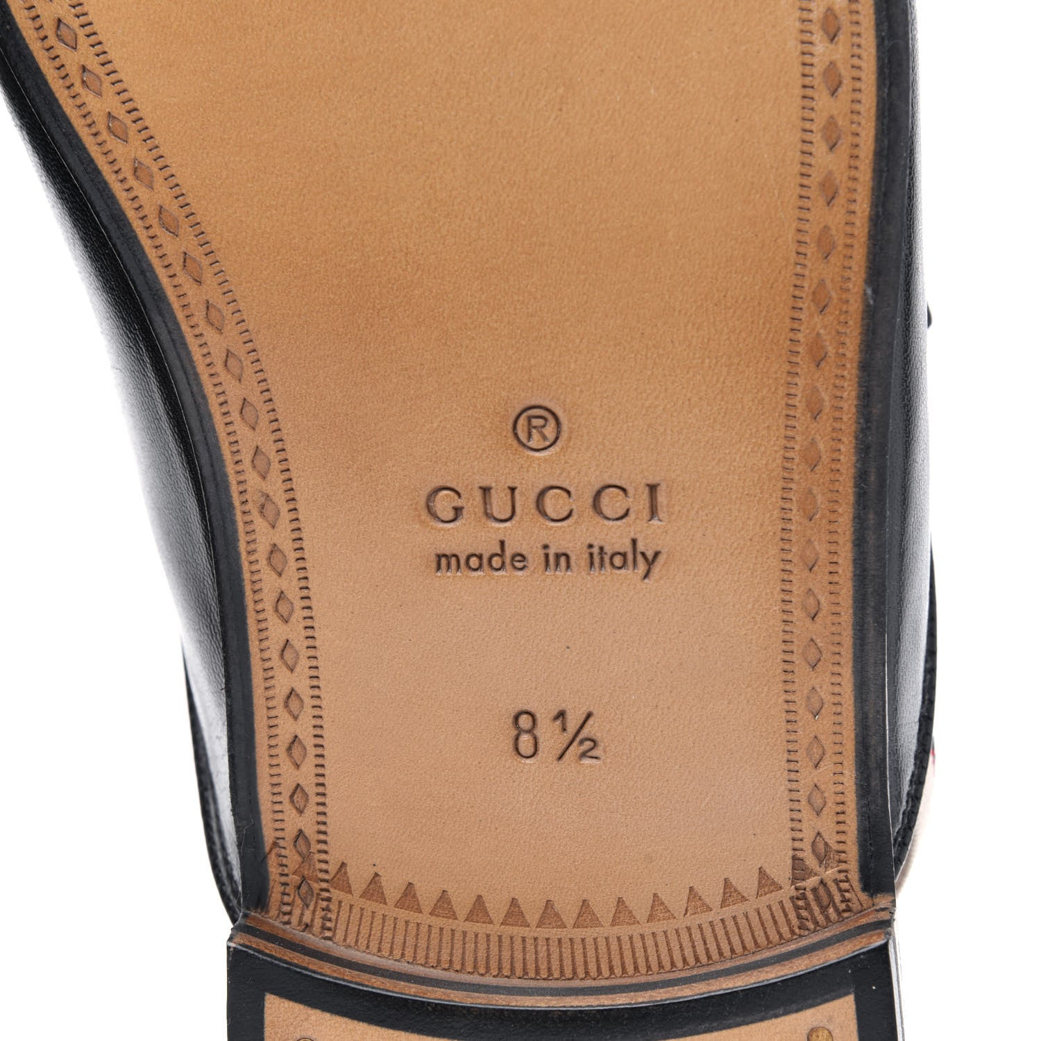 Gucci Goatskin Stripe Mens Horsebit Slingback Slippers 8.5 Black 6 of 17