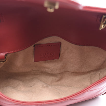 Gucci Calfskin Matelasse Super Mini GG Marmont Shoulder Bag Hibiscus Red 4 of 9