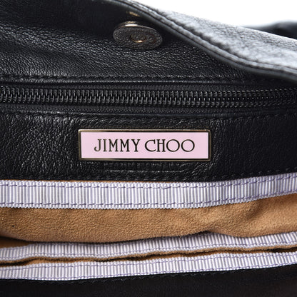 Jimmy Choo Lambskin Snakeskin Woven Hobo Black 7 of 15