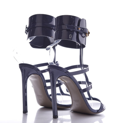 Gucci Vernice Crystal Ursula Ankle Wrap Caged Sandals 38 Uniform Blue 4 of 7