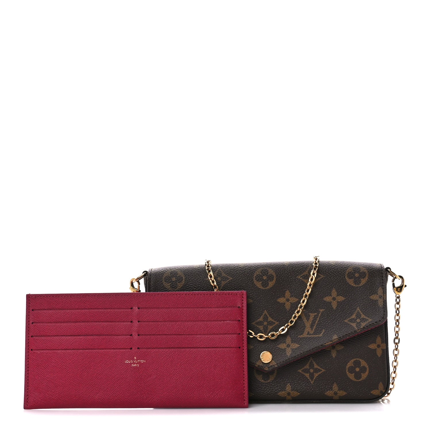 Louis Vuitton Monogram Pochette Felicie Chain Wallet Fuchsia 1 of 13