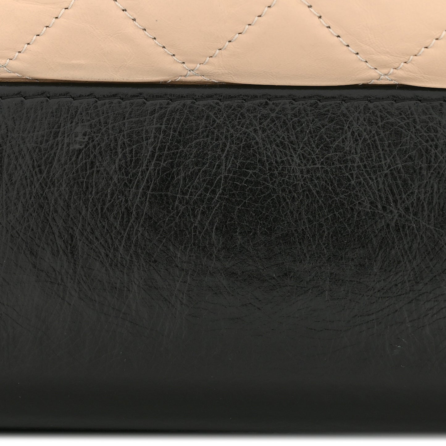 Aged Calfskin Quilted Medium Gabrielle Hobo Beige Black