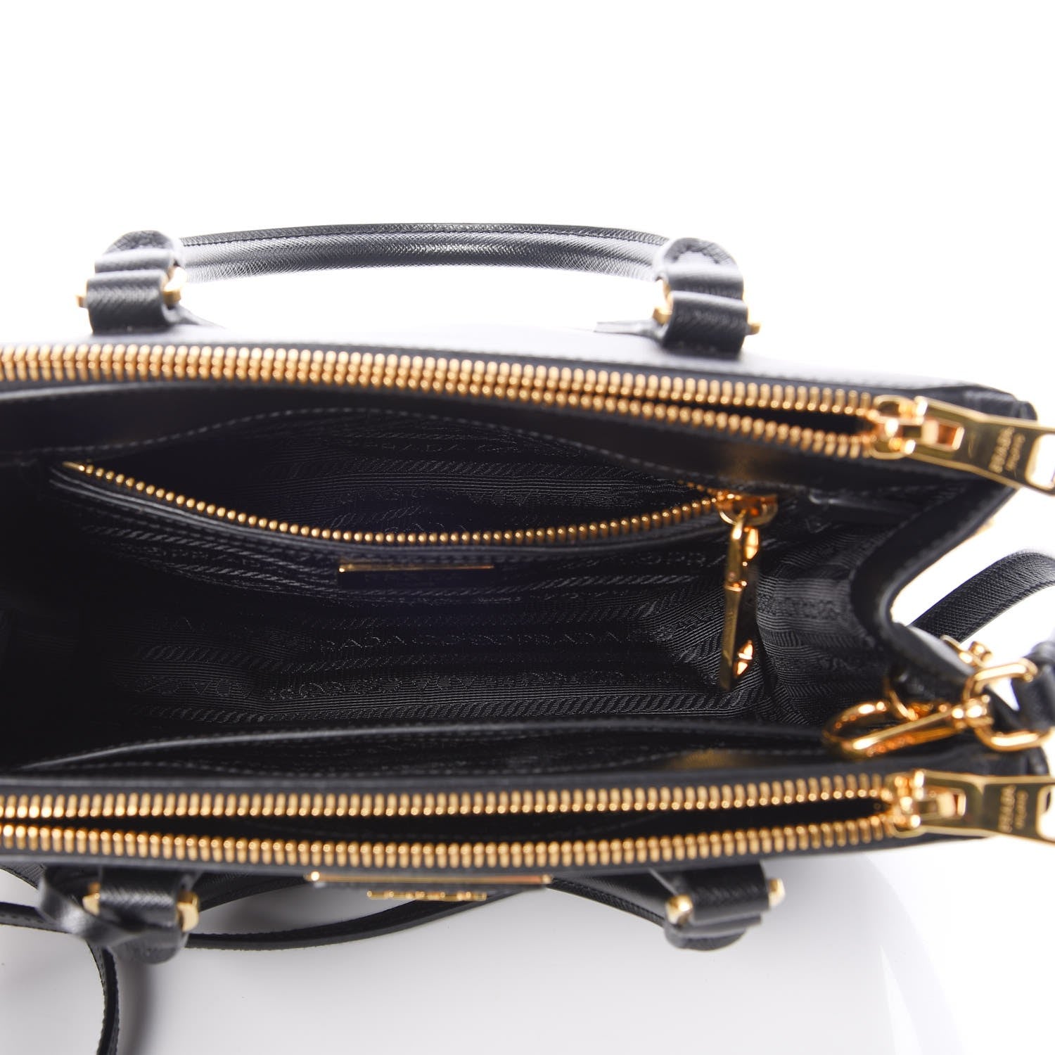 Prada Saffiano Lux Small Double Zip Tote Nero Black 5 of 11