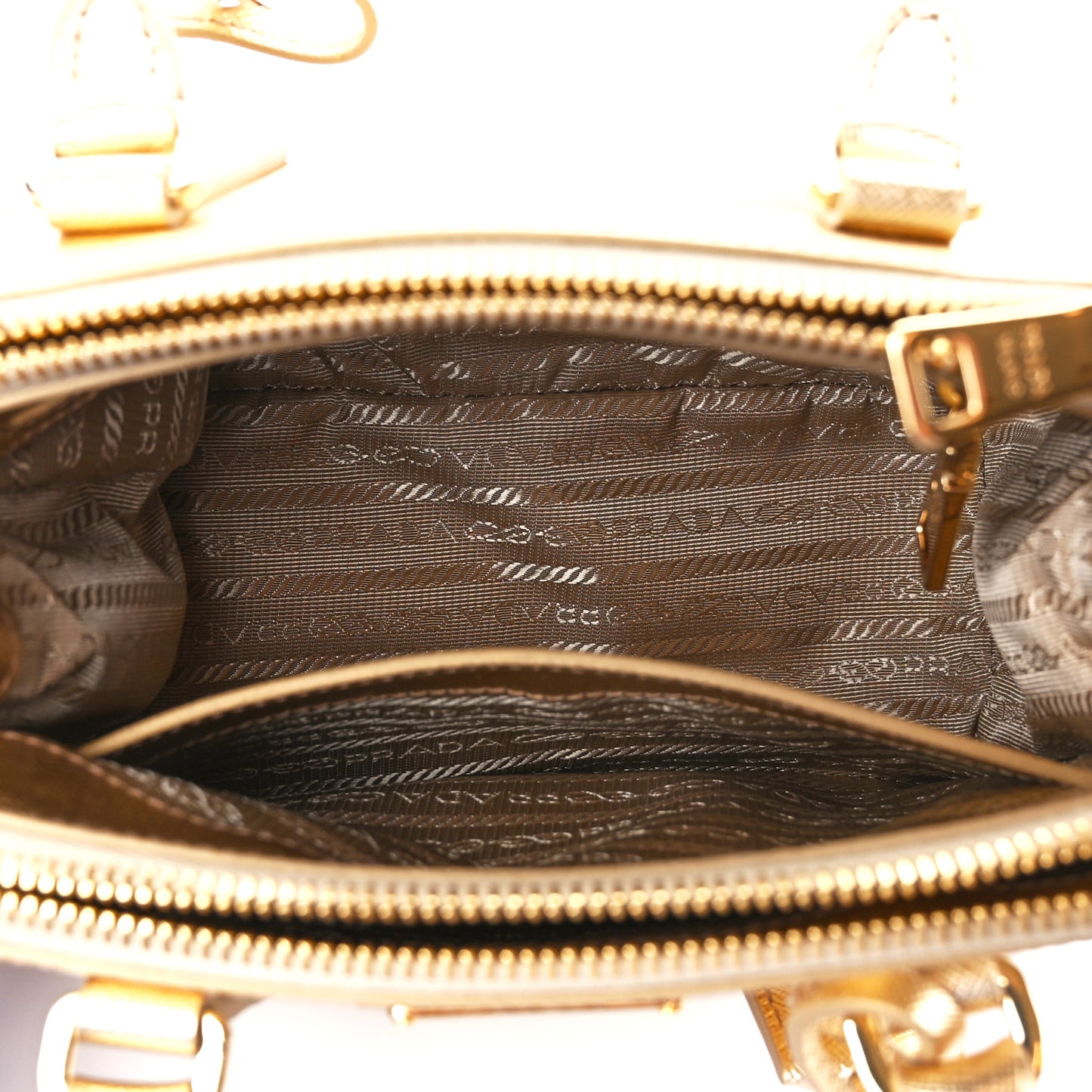 Saffiano Lux Mini Galleria Double Zip Tote Platino