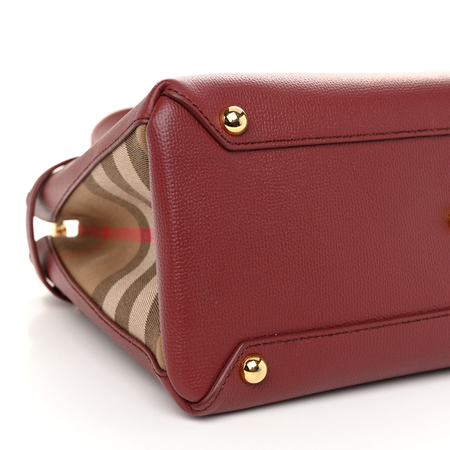 Grainy Calfskin House Check Medium Banner Tote Mahogany Red