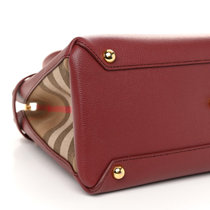 Burberry Grainy Calfskin House Check Medium Banner Tote Mahogany Red 9 of 10