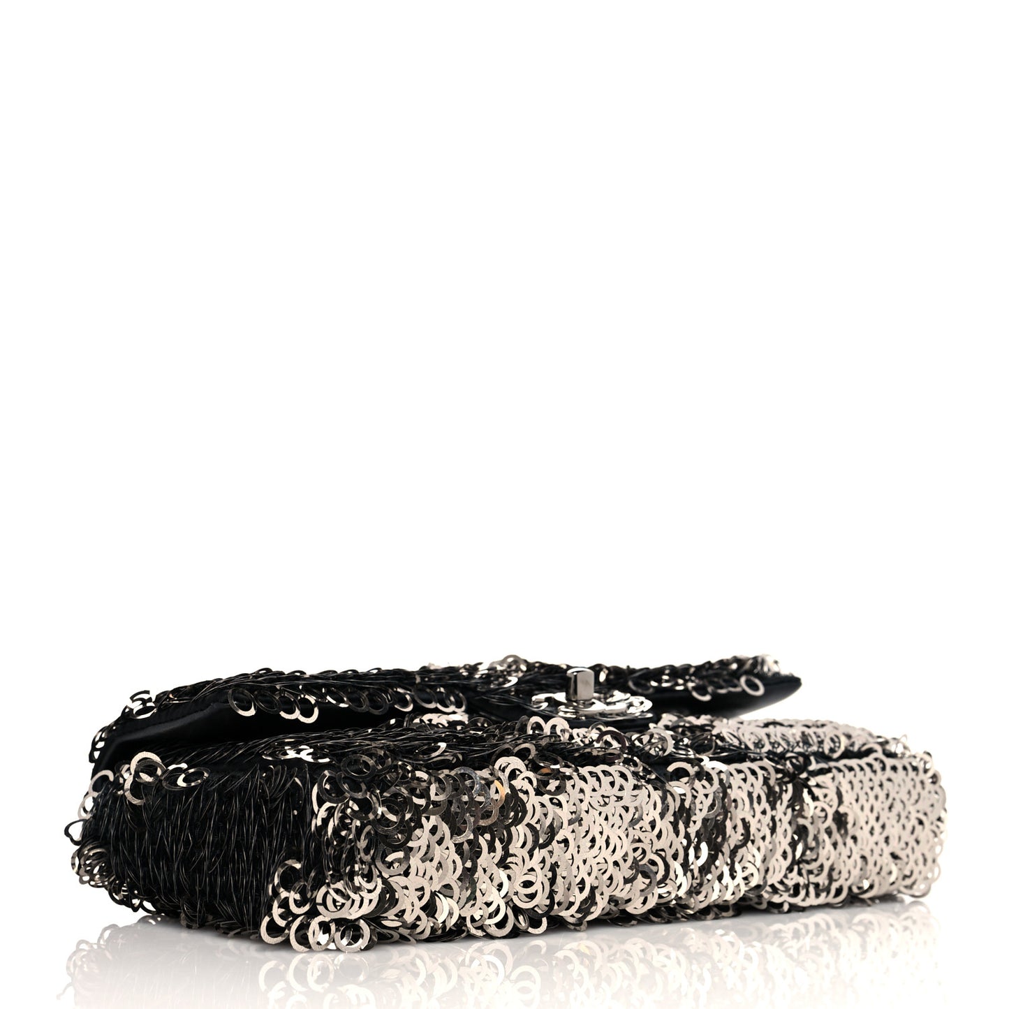 Sequin East West Flap Black Silver