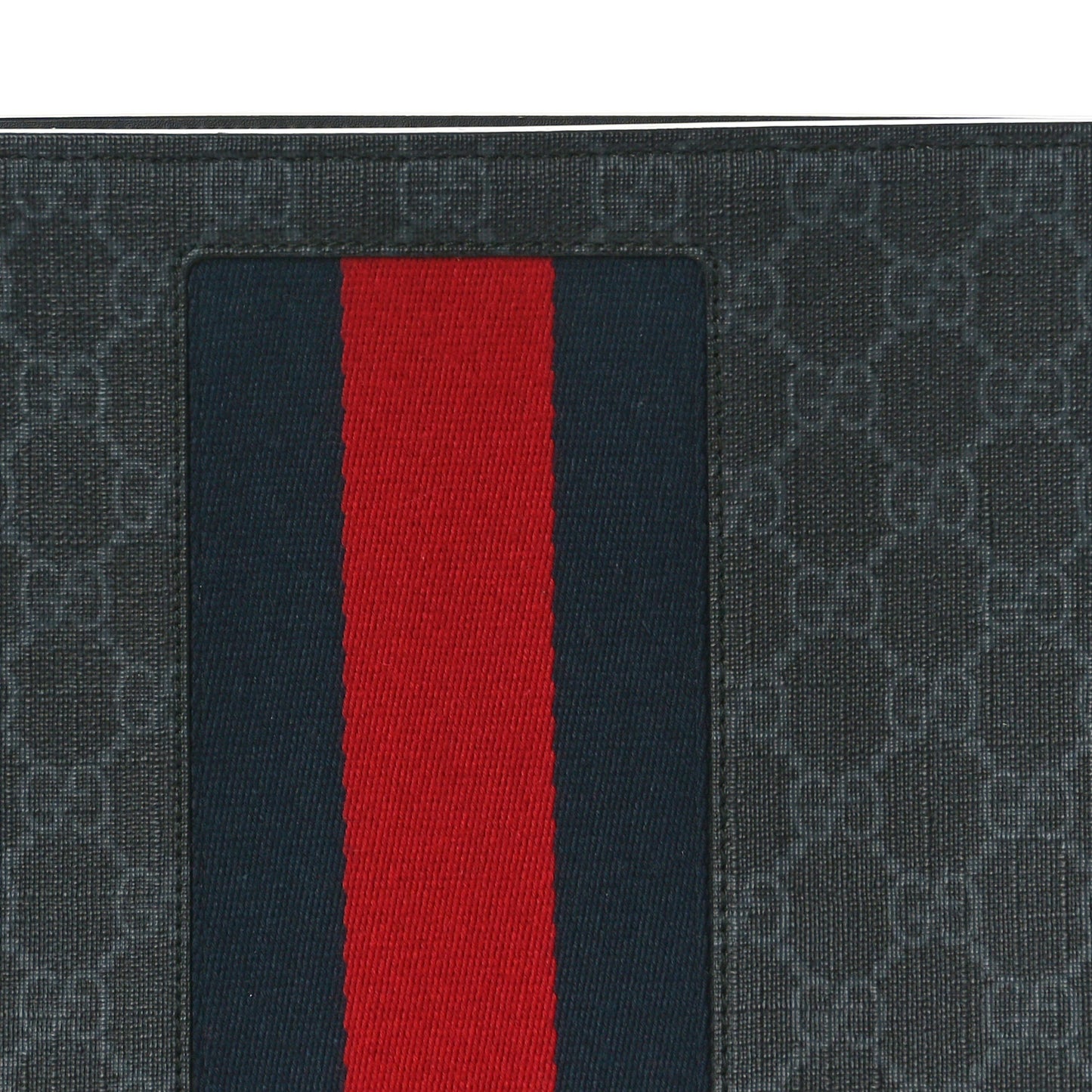 GG Supreme Monogram Selleria Calfskin Web New Web Cosmetic Case Black