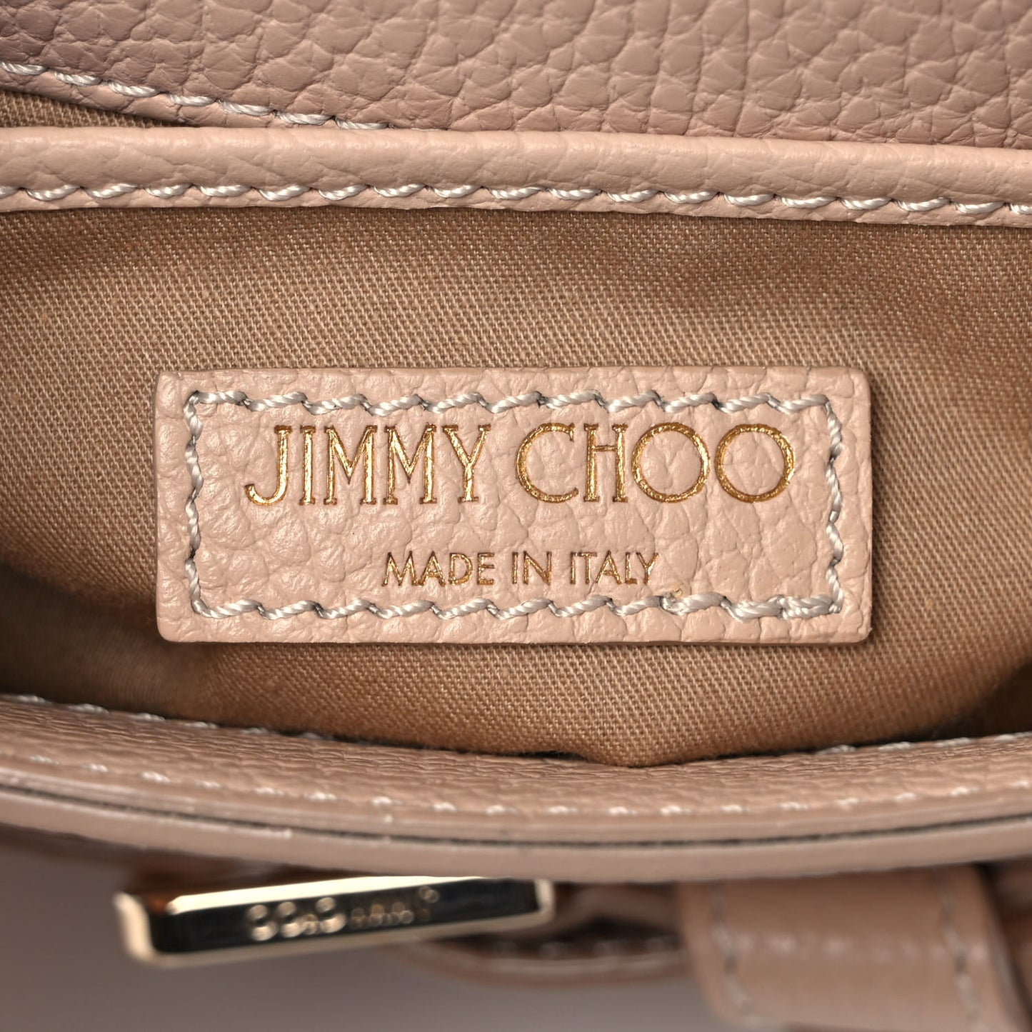 Pebbled Calfskin Studded Bag Nude