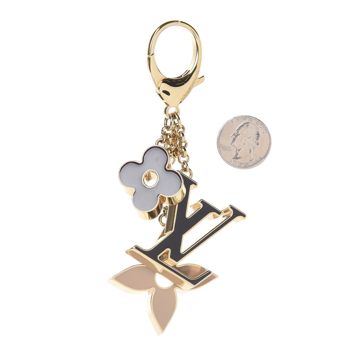 Fleur De Monogram Bag Charm Dore