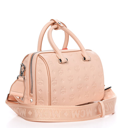 MCM Calfskin Ottomar Monogram Essential Boston Bag Light Pink 2 of 9