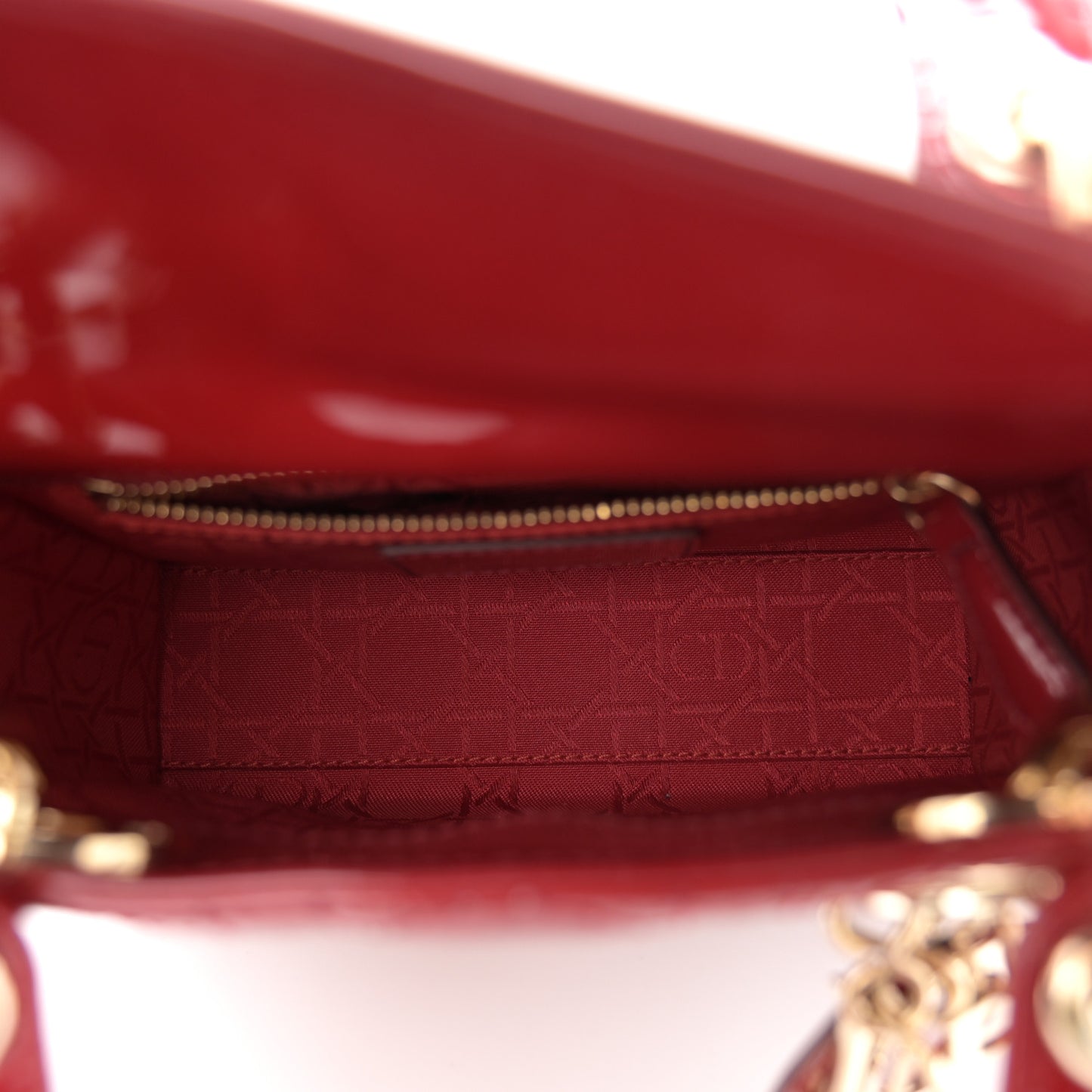 Patent Cannage Mini Lady Dior Red