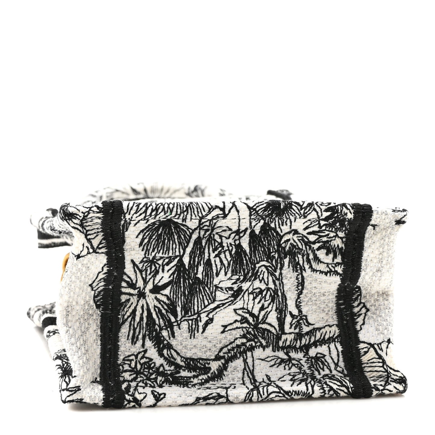 Canvas Toile de Jouy Voyage Embroidered Mini Book Tote Phone Bag White Black