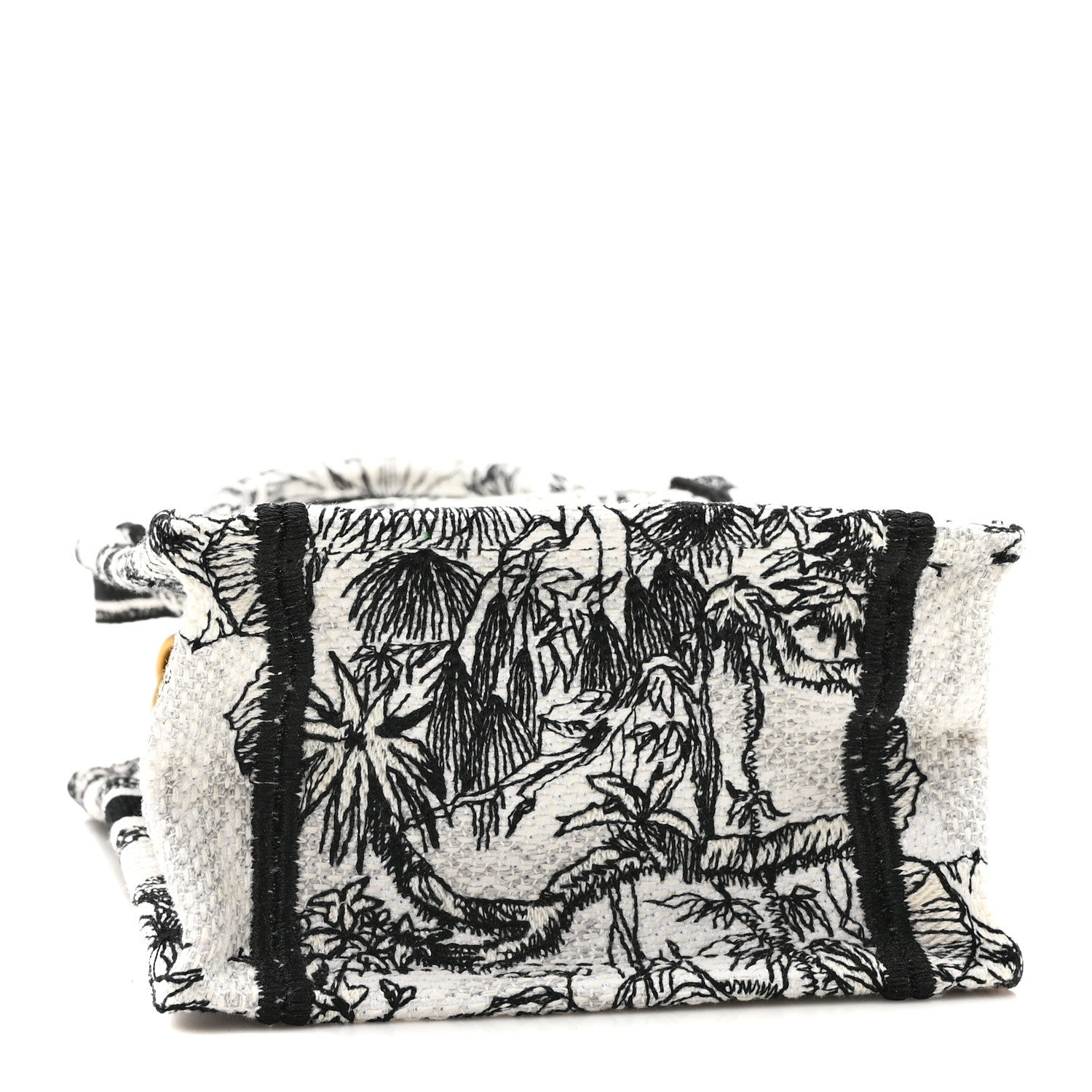 Christian Dior Canvas Toile de Jouy Voyage Embroidered Mini Book Tote Phone Bag White Black 4 of 10