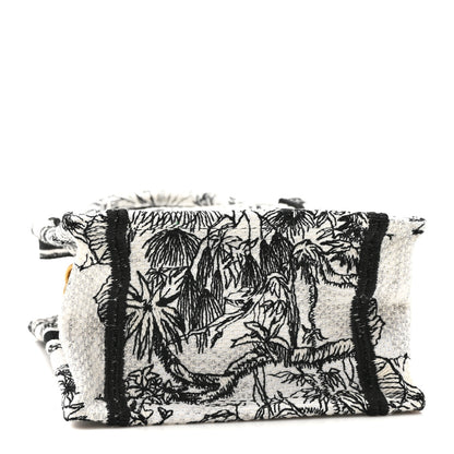 Christian Dior Canvas Toile de Jouy Voyage Embroidered Mini Book Tote Phone Bag White Black 4 of 10