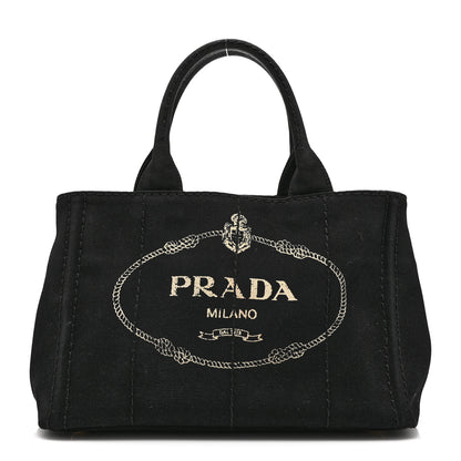 Prada Canapa Small Logo Tote Black Talco 1 of 15