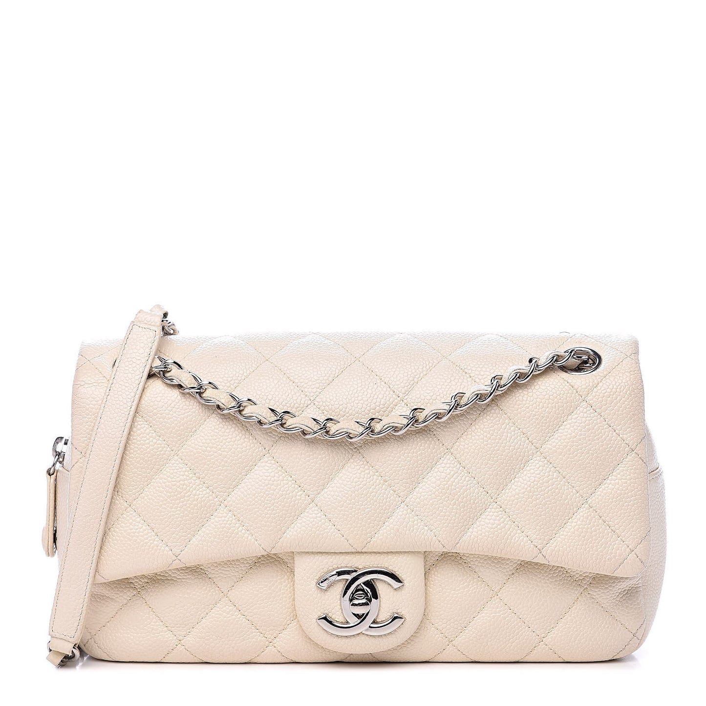 Caviar Quilted Medium Easy Flap Dark White