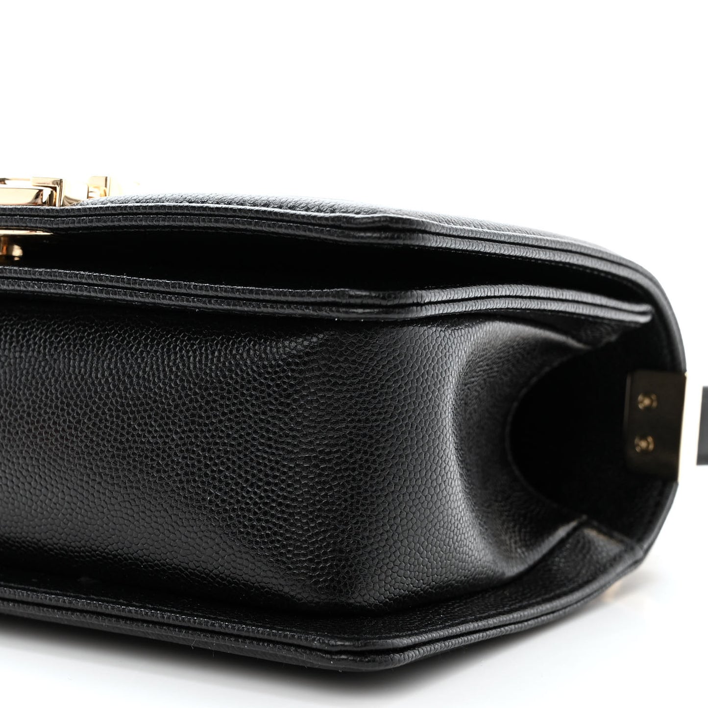 Caviar Chevron Quilted Small Boy Flap Black