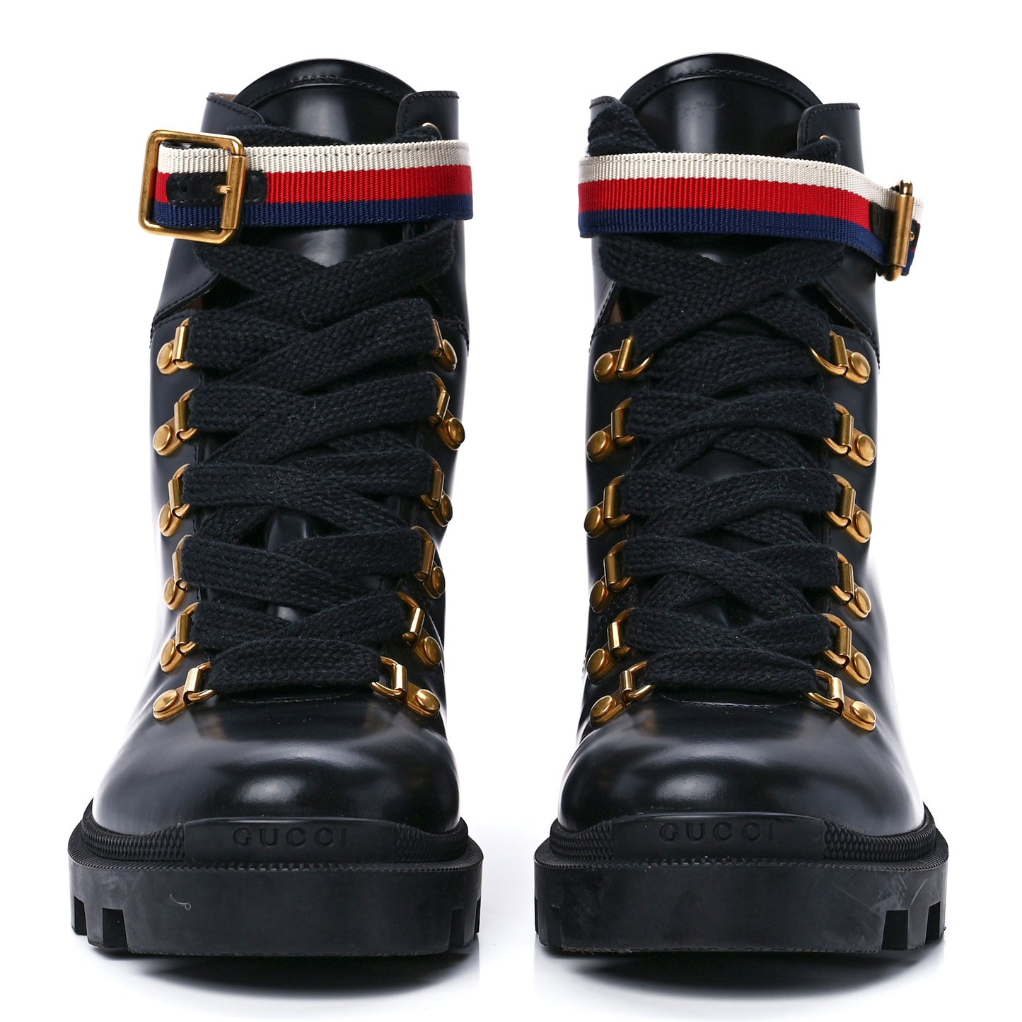 Calfskin Sylvie Web Womens Lace Up Combat Boots 37.5 Black