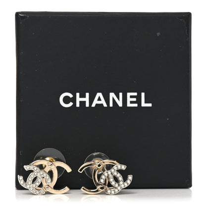 Chanel Crystal Double CC Earrings Gold Silver 8 of 8